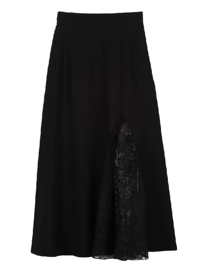 Shop Givenchy Lace Inserts Knit Skirt In Black