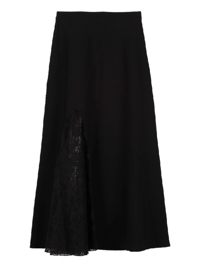 Shop Givenchy Lace Inserts Knit Skirt In Black