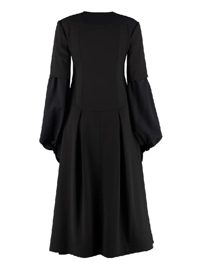 Shop Loewe Ruched Sleeves Dress In Black