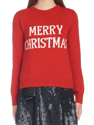 Shop Alberta Ferretti Merry Christmas Sweater In Red