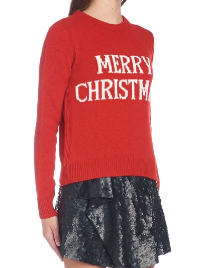 Shop Alberta Ferretti Merry Christmas Sweater In Red