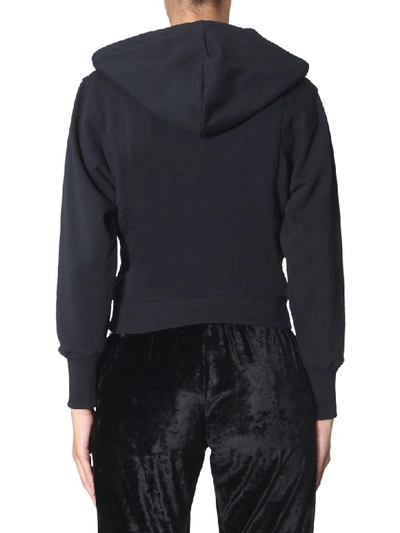 Shop Moschino Hooded Sweatshirt With Zip In Nero