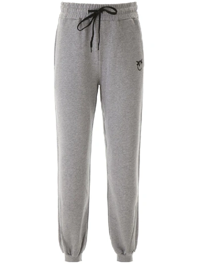 Shop Pinko Joggers With Embroidery In Grey Mel (grey)