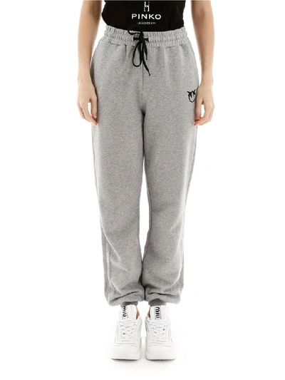 Shop Pinko Joggers With Embroidery In Grey Mel (grey)