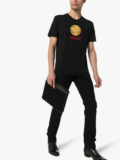 Shop Versace Mens Black Medusa Logo Print T-shirt