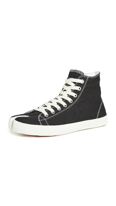 Shop Maison Margiela Tabi High Top Sneakers In Black