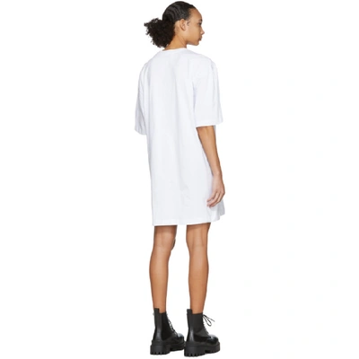 Shop Msgm White Artist Logo T-shirt Dress In 01 White