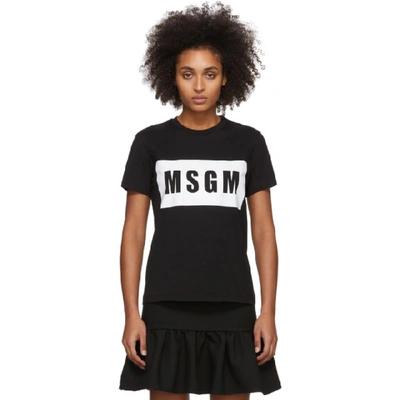 Shop Msgm Black Box Logo T-shirt In 99 Black