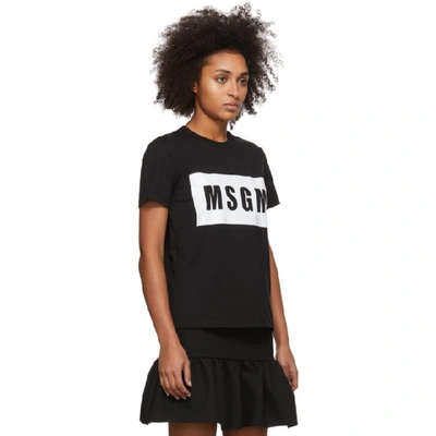 Shop Msgm Black Box Logo T-shirt In 99 Black