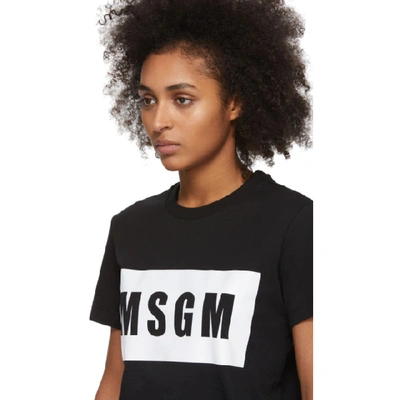 Shop Msgm Black Box Logo T-shirt In 99 Black