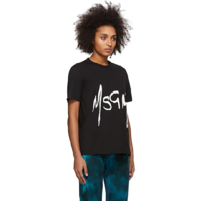 Shop Msgm Black Spray Logo T-shirt In 99 Black