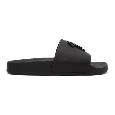 Shop Giuseppe Zanotti Black Laburela Pool Slides