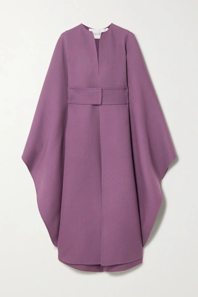 Shop Valentino Belted Wool Cape In Purple