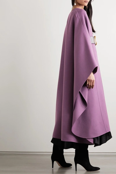 Shop Valentino Belted Wool Cape In Purple