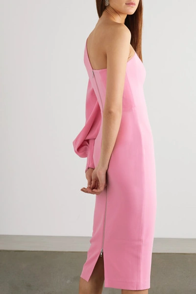 Shop Alex Perry Warner One-shoulder Crepe Midi Dress In Baby Pink