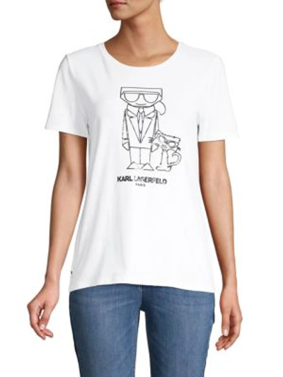 Shop Karl Lagerfeld Karl & Choupette Graphic T-shirt In White