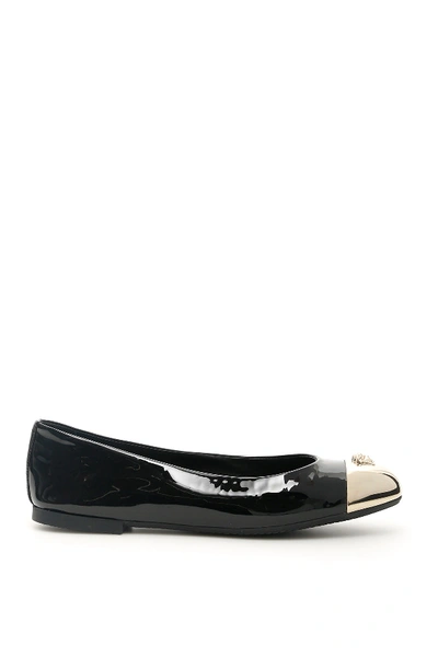 Shop Versace Medusa Ballerinas In Nero Oro Caldo (black)