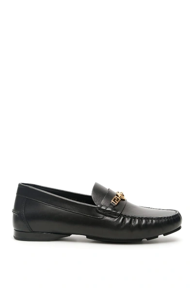 Shop Versace Greek Medusa Loafers In Nero Oro (black)