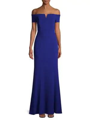 calvin klein blue off the shoulder dress