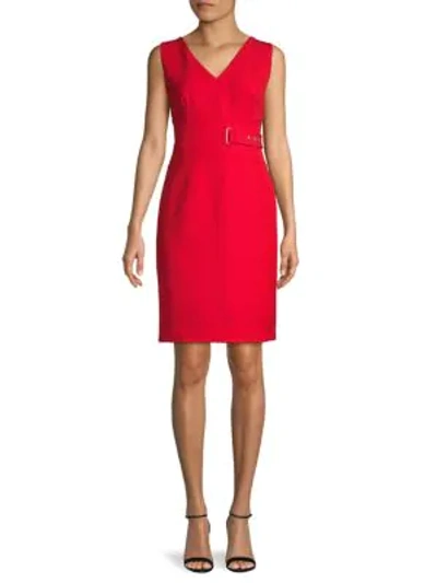 Shop Donna Karan Sleeveless Sheath Dress In Lacquer Red