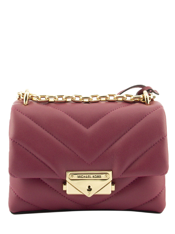 Michael Kors Cece Extrasmall Quilted Leather Crossbody Bag Chain Berry
