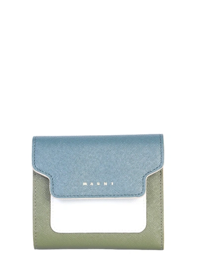Shop Marni Saffiano Leather Wallet In Blu