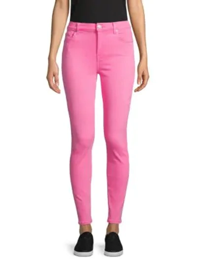 Shop 7 For All Mankind High-rise Ankle Skinny Jeans In Neon Pink