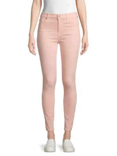 Shop 7 For All Mankind High-rise Ankle Skinny Jeans In Peach