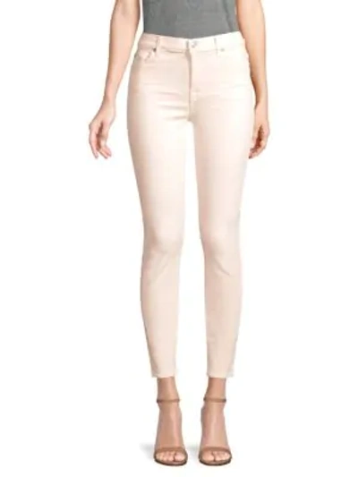 Shop 7 For All Mankind High-rise Ankle Skinny Jeans In Pink Sunrise