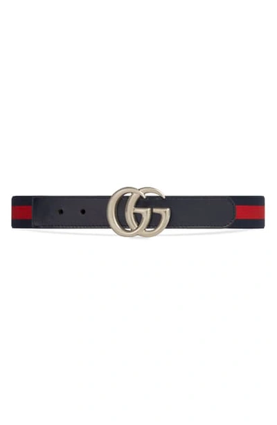 Shop Gucci Elastic Webbed Belt In Blue Multi
