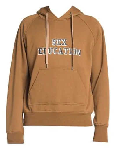 Shop Neil Barrett Men's Sex Education Graphic Hoodie In Tobacco White Black