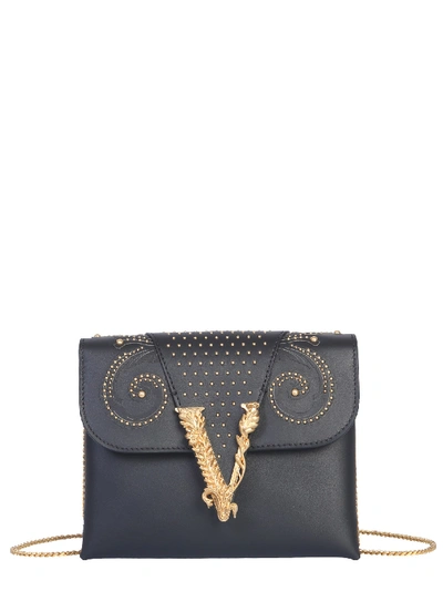 Shop Versace Virtus Shoulder Bag In Black