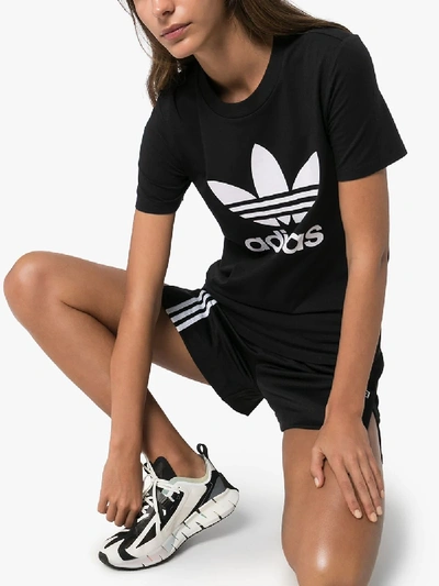 Shop Adidas Originals Black Trefoil Logo Cotton T-shirt
