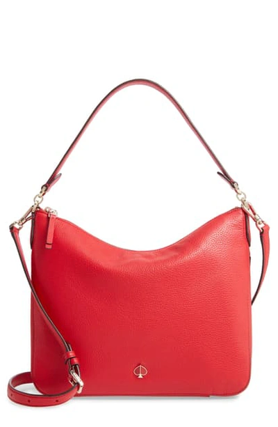 Shop Kate Spade Medium Polly Leather Shoulder Bag In Hot Chili