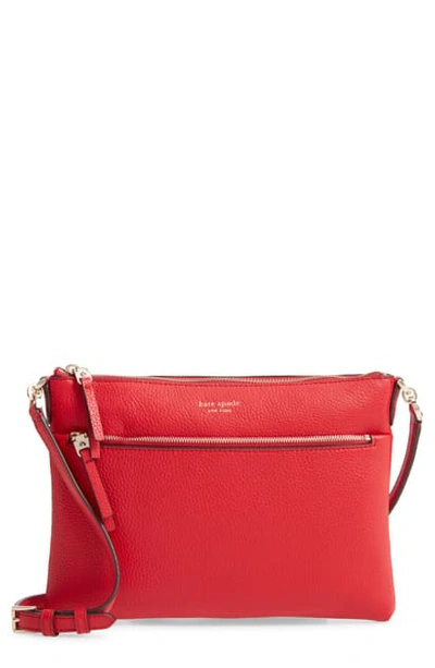 Shop Kate Spade Medium Polly Leather Crossbody Bag In Hot Chili