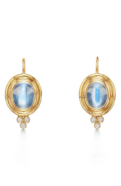 Shop Temple St Clair Moonstone & Diamond Drop Earrings In D0.09 Ms5.5 18kyg