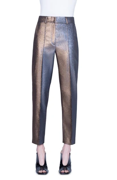 Shop Akris Punto Ferry Iridescent High Waist Ankle Pants In Gold
