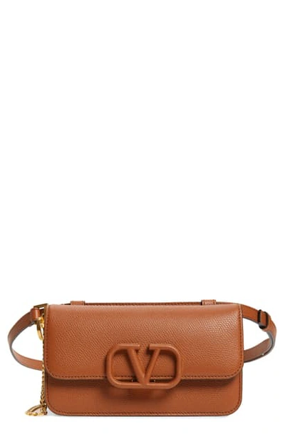 Shop Valentino V-sling Leather Convertible Belt Bag In Selleria