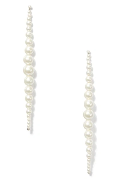 Shop Kate Spade Modern Imitation Pearl Linear Earrings In Cream