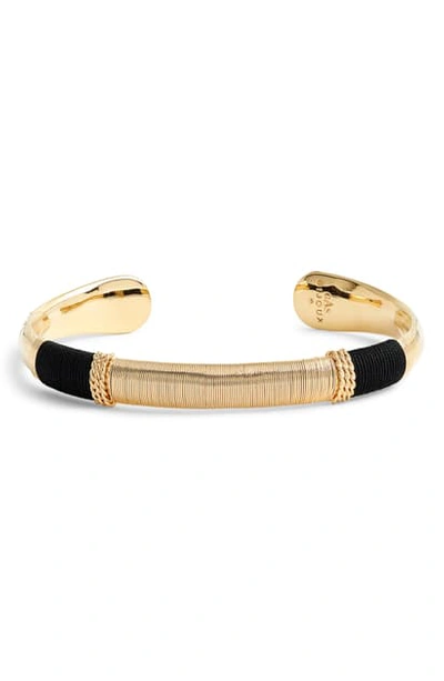 Shop Gas Bijoux Macao Cuff Bracelet In Black/ Gold