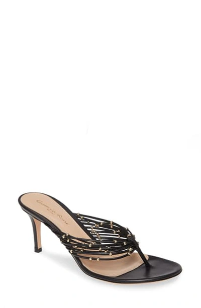 Shop Gianvito Rossi Beaded Strappy Slide Sandal In Black