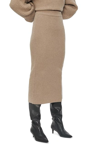 Shop Anine Bing Reese Cashmere Blend Sweater Skirt In Sand