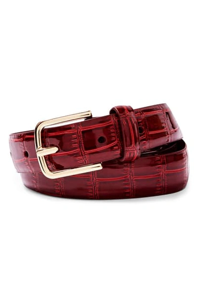 Shop Topshop Croc Embossed Patent Belt In Red