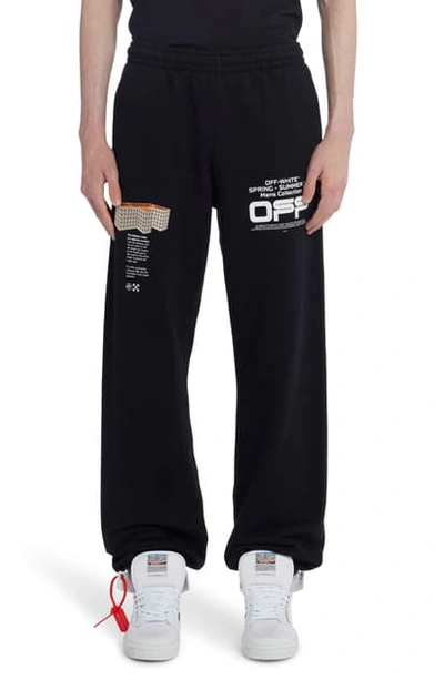 Shop Off-white Wavy Line Logo Slim Sweatpants In Black White