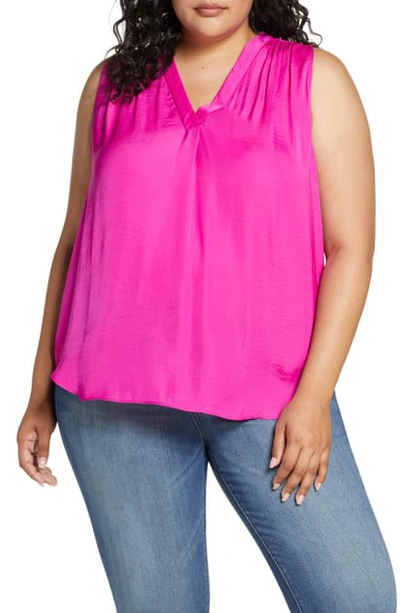 Shop Vince Camuto Rumple Satin Sleeveless Top In Pink Shock