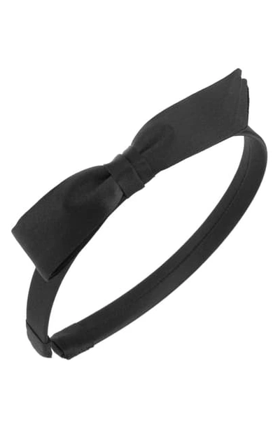 Shop L Erickson 'bermuda Bow' Silk Headband In Black