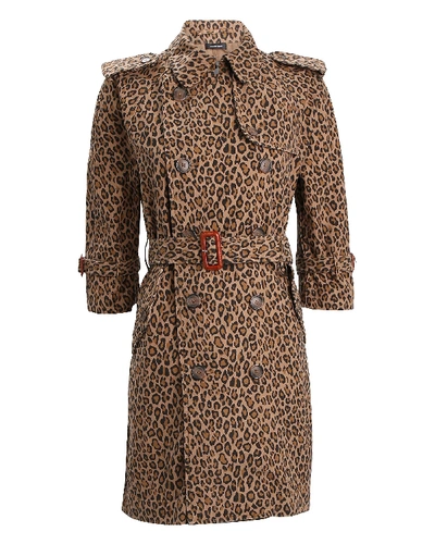Shop R13 Leopard Double-breasted Trench Coat In Multi