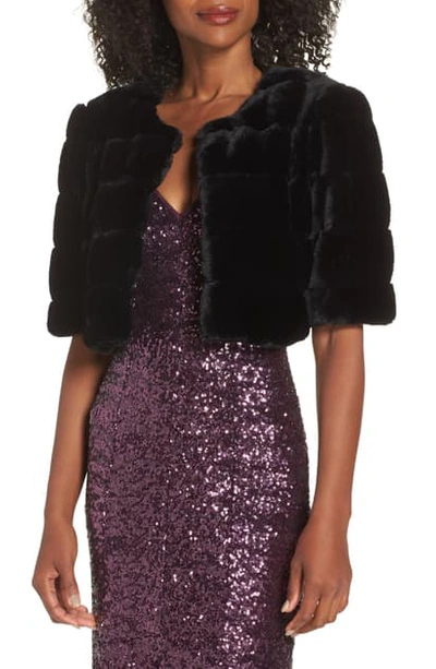 Shop Eliza J Faux Fur Crop Jacket In Black