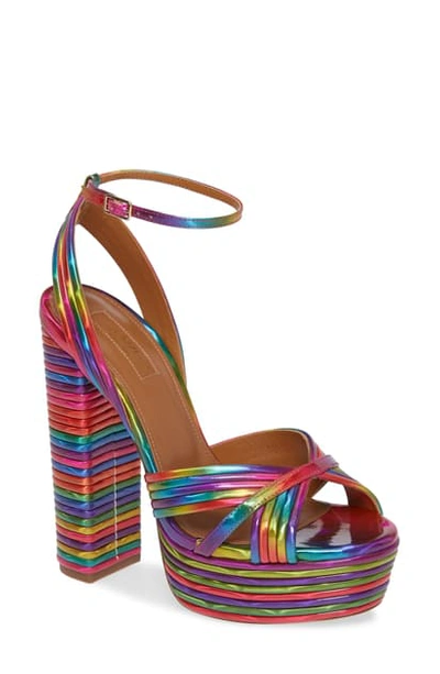 Shop Aquazzura Sundance Platform Sandal In Black/ Multi Color