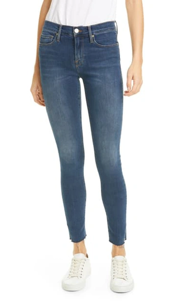 Shop Frame Le Skinny De Jeanne Slit Rivet Raw Hem Ankle Jeans In Fayette